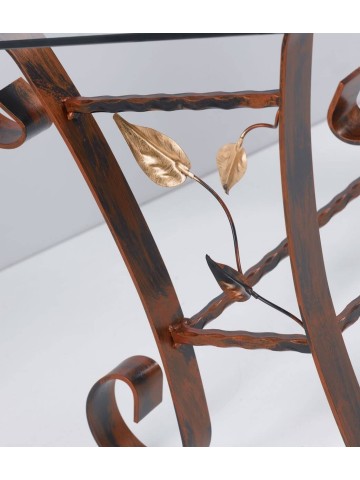 Tavolino rettangolare in ferro con foglie
