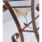 Tavolino rettangolare in ferro battuto con foglie