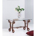 Tavolino rettangolare in ferro battuto con foglie