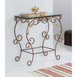 Consolle rettangolare in ferro con foglie - Oro ducato