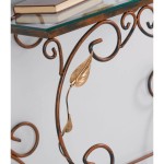 Consolle rettangolare in ferro con foglie - Oro ducato