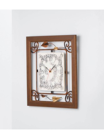 Orologio quadrato con legno