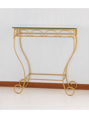 Consolle in ferro con piano in vetro