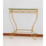 Consolle in ferro con piano in vetro