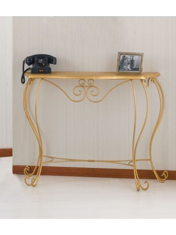 Consolle bombata con piano in legno