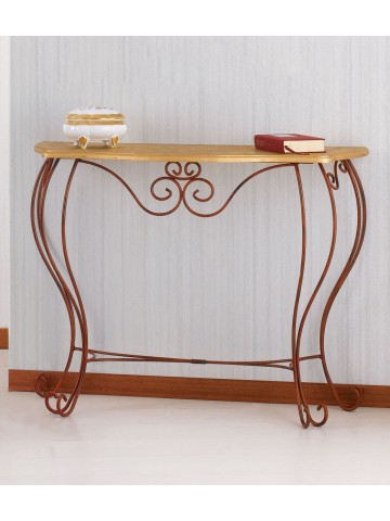Consolle bombata con piano in legno