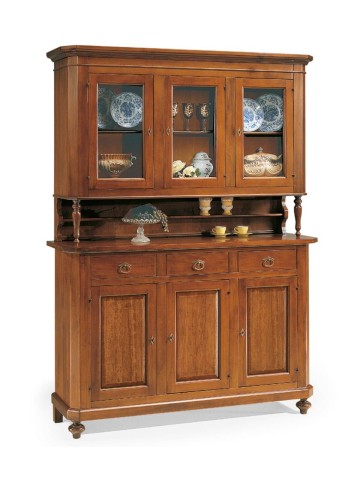 Credenza a 4 porte con alzata a 4 ante in vetro