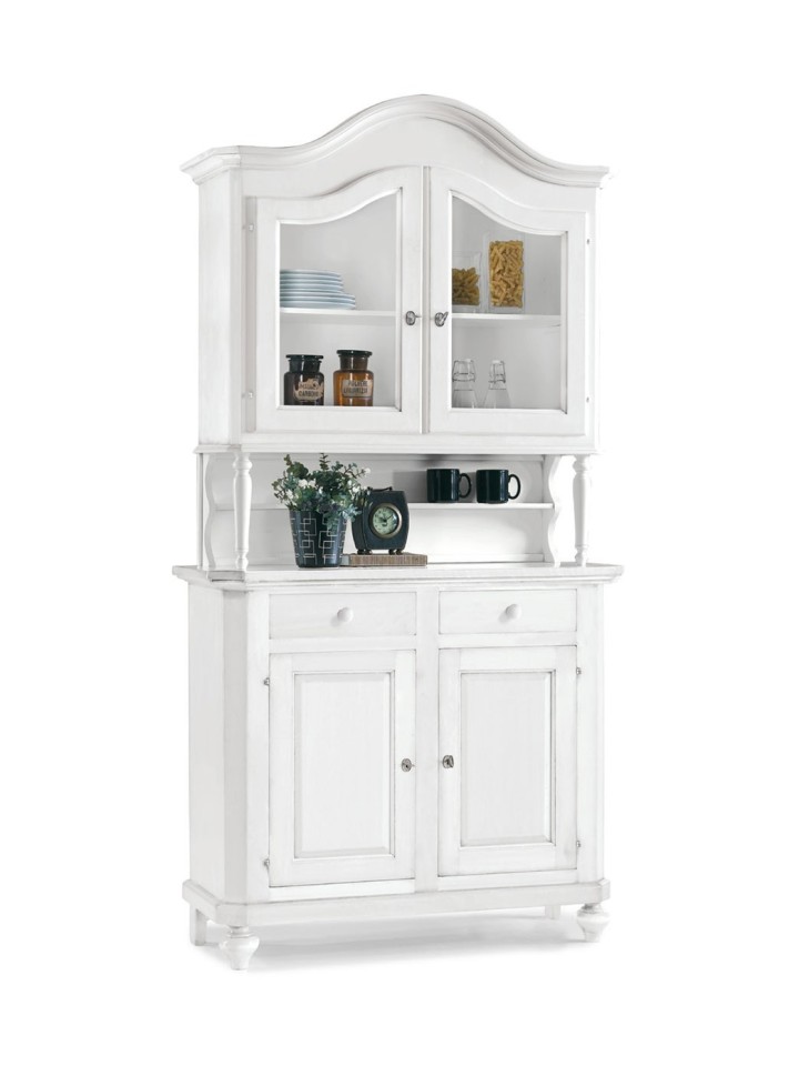 Credenza con alzata in legno a due porte