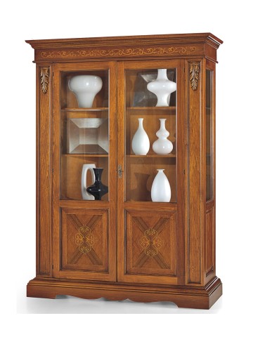 Vetrina 2 ante noce bassano con decori