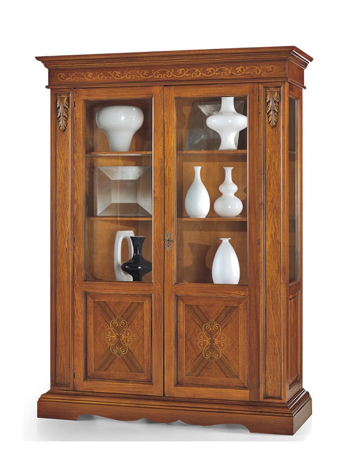 Vetrina 2 ante noce bassano con decori