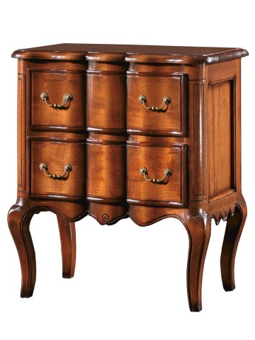 Comodino classico in legno 2 cassetti