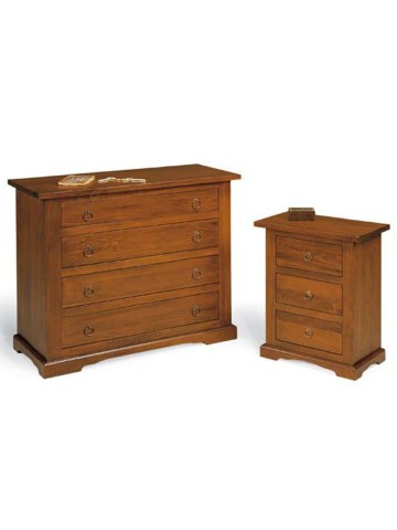 Trittico comò + 2 comodini zoccolo aperto