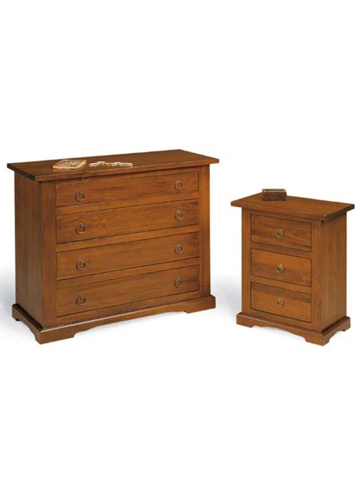 Trittico comò + 2 comodini zoccolo aperto