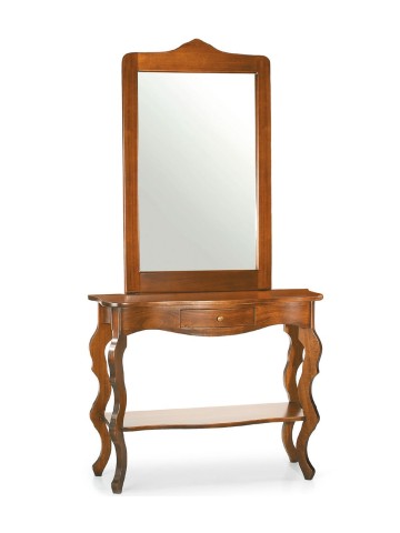 Ingresso Consolle e Specchiera Legno noce lucido