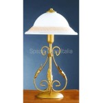 Lampada da tavolo in ferro battuto artigianale decorata a mano