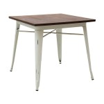 Tavolo in metallo bianco con piano in legno