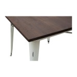 Tavolo in metallo bianco con piano in legno