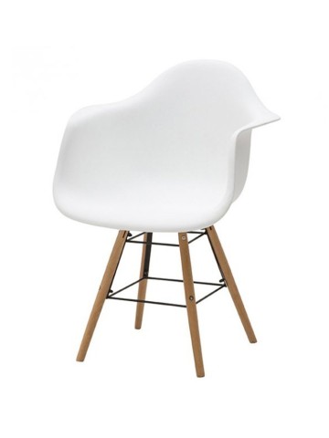 Sedia poltroncina con gambe in legno