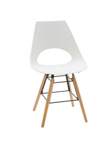 Sedia Design Polipropilene Bianco mod DAW WOODEN