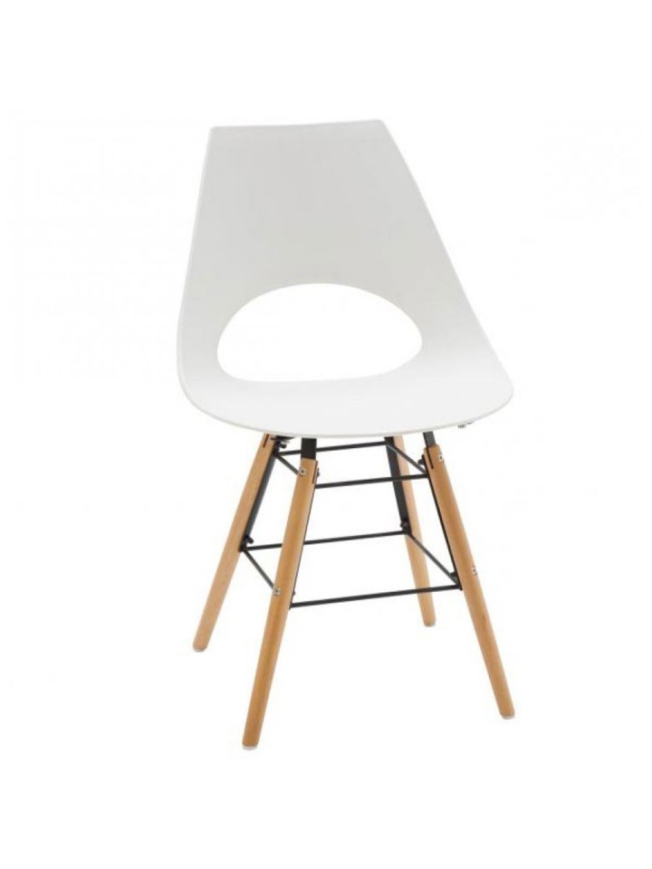 Sedia Design Polipropilene Bianco mod DAW WOODEN