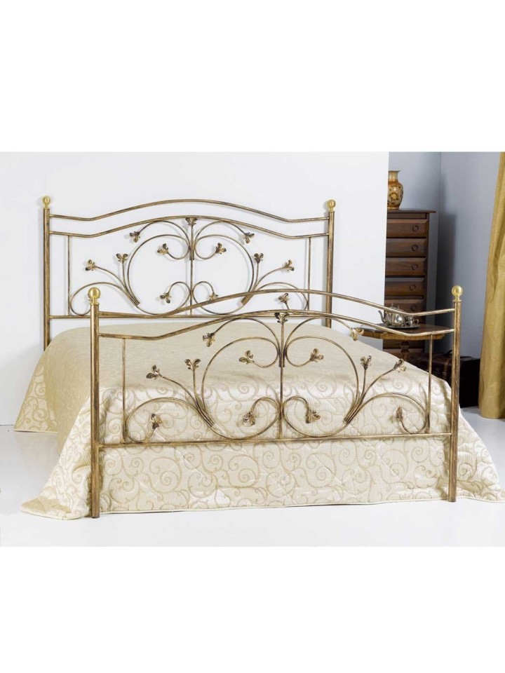 Letto singolo in ferro battuto Foglie