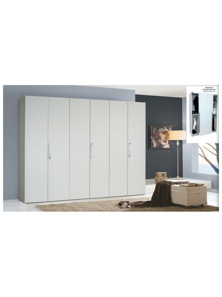 Armadio a 6 (sei) ante a battente Spot frassino bianco