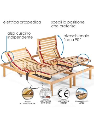 Rete letto matrimoniale Ortopedica Legno Faggio Elettrica Motore OKIN