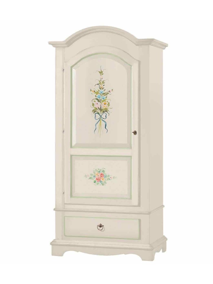 Armadio Legno 1 Porta Bianco con decori