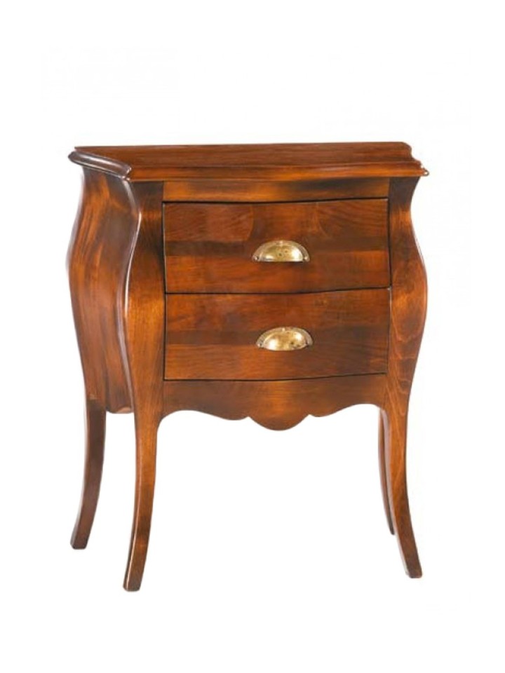 Comodino in Legno Bombato 2 Cassetti