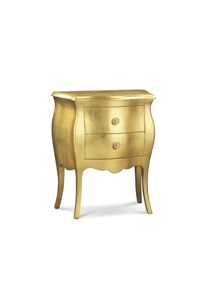 Comodino in Legno Bombato 2 Cassetti