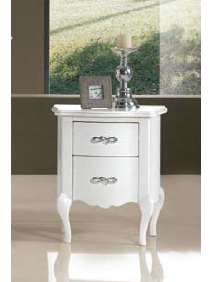 Comodino bombato 2 cassetti piede curvo