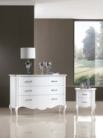 Comodino bombato 2 cassetti piede curvo