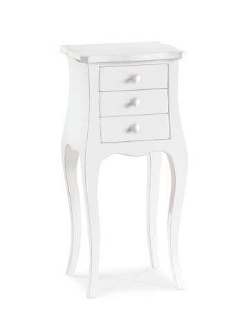 Comodino Francesino classico in legno bianco opaco