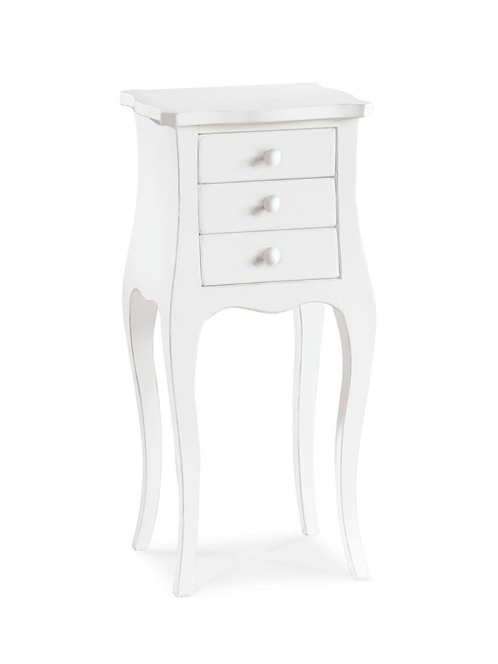 Comodino Francesino classico in legno bianco opaco