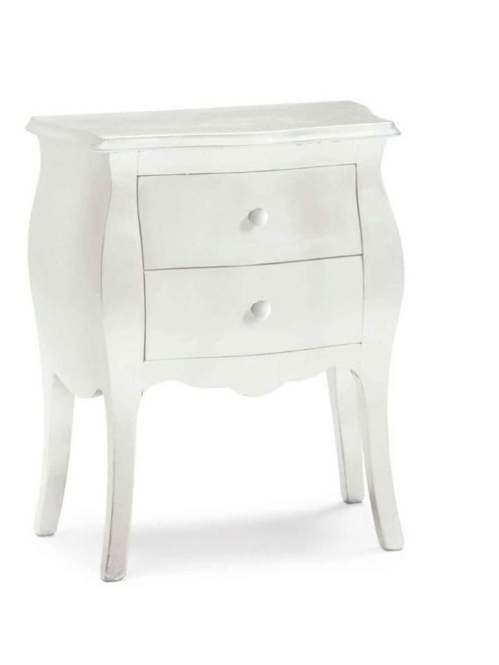 Comodino in Legno Bombato 2 Cassetti