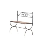 Panca stile Liberty in ferro battuto con seduta in legno