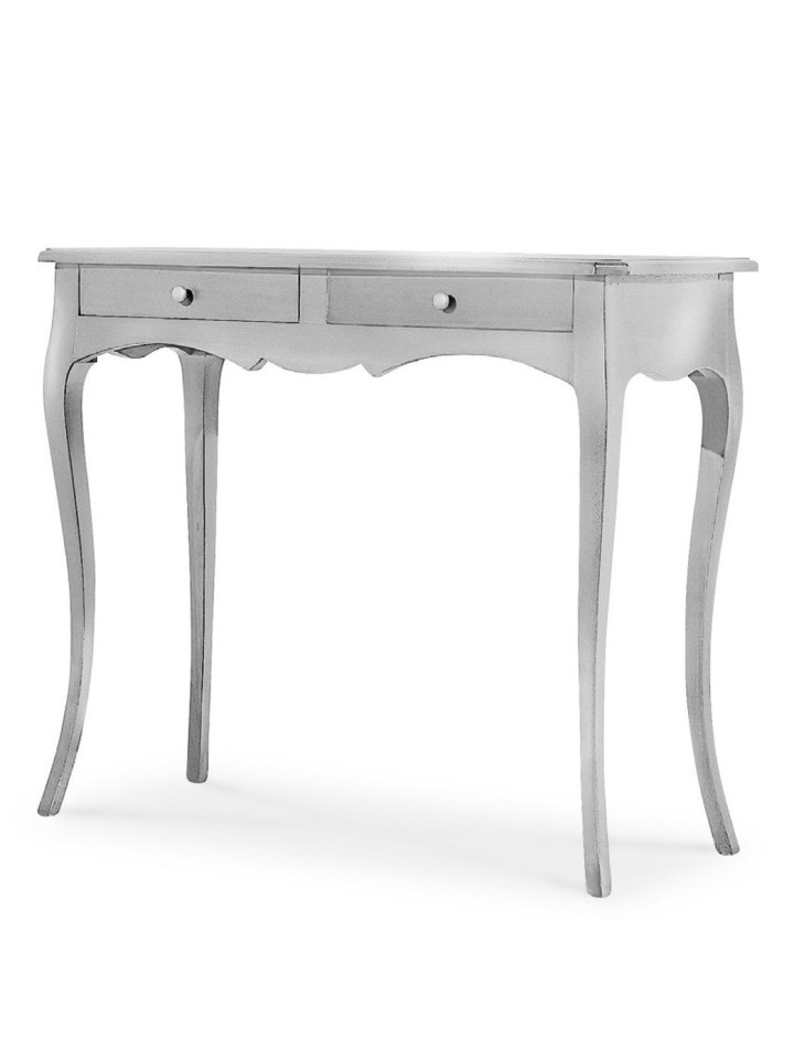 Consolle classica in legno 2 cassetti Foglia Argento