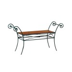 Panca Ferro Battuto con seduta in Legno Sidney