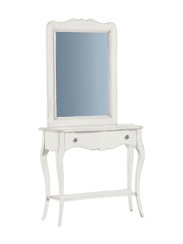 Consolle classica da ingresso in legno con cassetto Bianco opaco