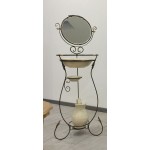 Porta catino in ferro battuto completo di ceramiche e specchio