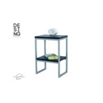 Comodino in Ferro con Ripiani in Legno DM