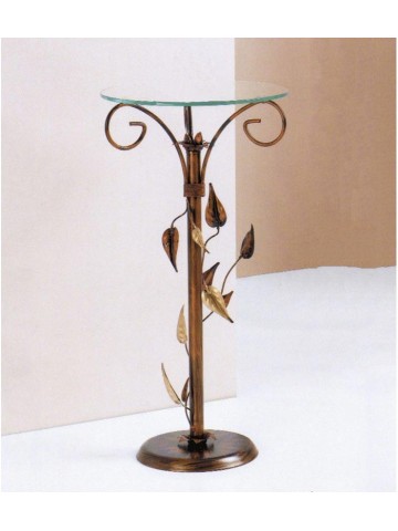 Tavolino Alto Foglie Ferro Battuto