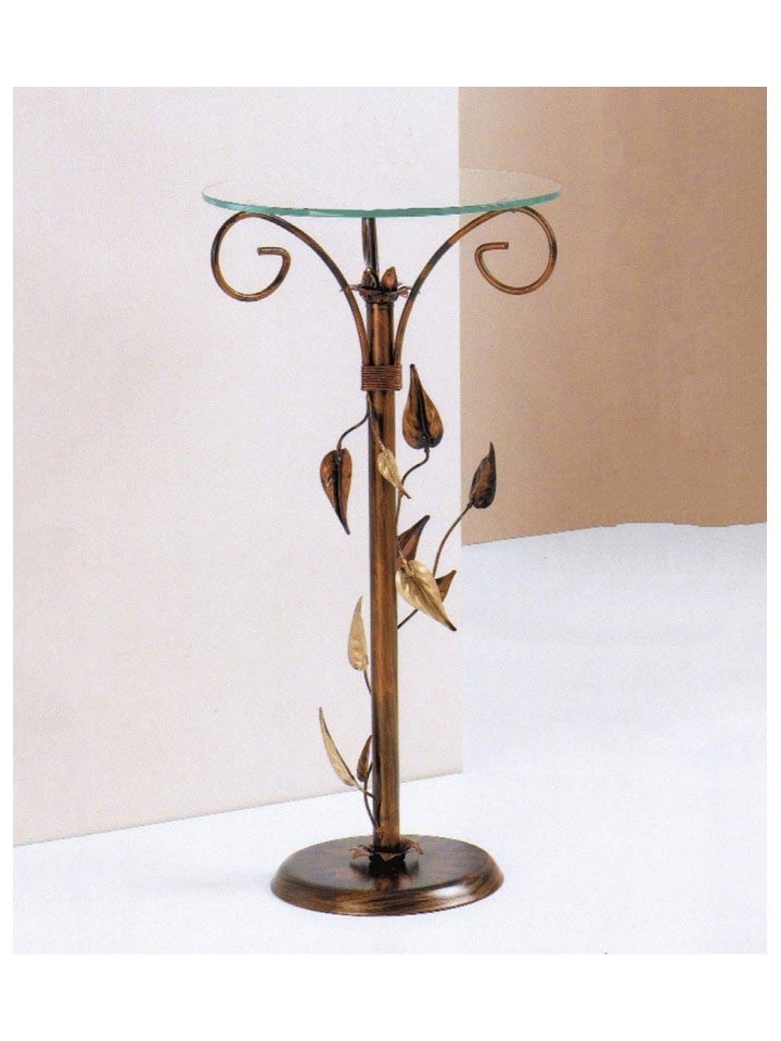 Tavolino Alto Foglie Ferro Battuto