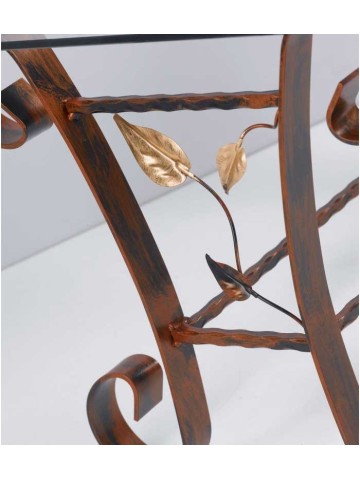 Tavolino Rettangolare Foglie in Ferro Battuto