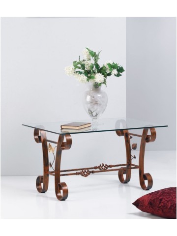Tavolino da salotto Rettangolare Foglie in Ferro Battuto