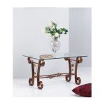 Tavolino rettangolare in ferro con foglie