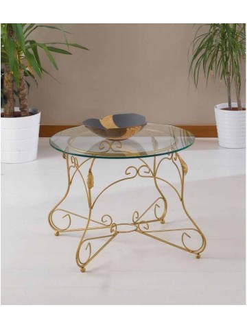 Tavolino tondo Ariel piano vetro