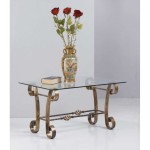 Tavolino rettangolare in ferro battuto con foglie