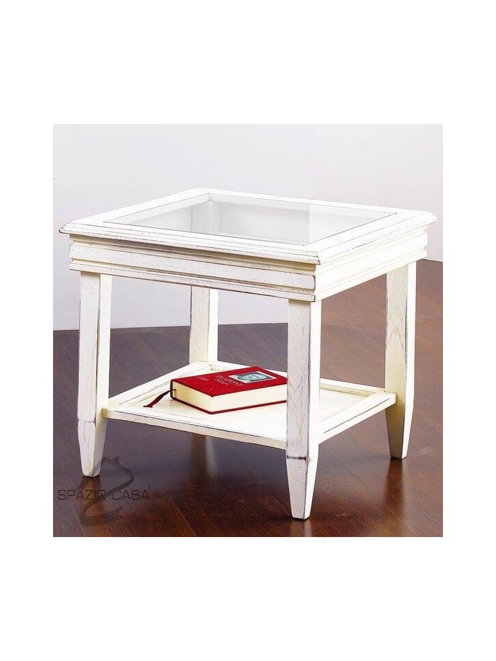 Tavolino con piano in vetro