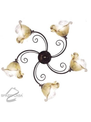 Plafoniera Riccio in ferro battuto 3 o 5 Luci